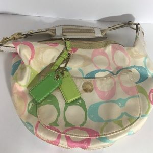 Vintage Coach Scribble Print Hobo Handbag